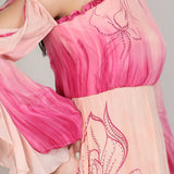 One Shoulder doodle pink dress