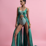 Cut-Out Swimsuit with Drape Overlay