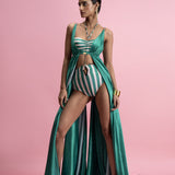 Cut-Out Swimsuit with Drape Overlay