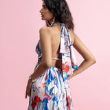 Backless Halter High-Low Maxi Dress