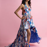 Backless Halter High-Low Maxi Dress