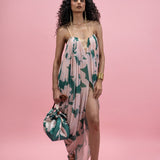 Printed Strap Cowl Drape Dress