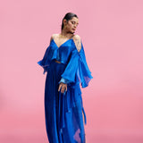 Sheer maxi with statement ruffle sleeves