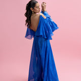 Sheer maxi with statement ruffle sleeves
