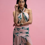 Halter Neck Drape Dress