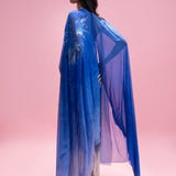 Draped set with ombré fringe skirt