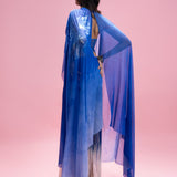 Draped set with ombré fringe skirt