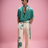 Placement Print Shirt & Trousers Set with Coordinated Scarf