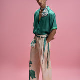 Placement Print Shirt & Trousers Set with Coordinated Scarf