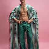 Striped Flow Cape with Rivet Detailing and Trousers