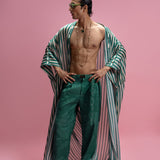 Striped Flow Cape with Rivet Detailing and Trousers