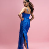 Draped Maxi Dress with Chantilly Trail