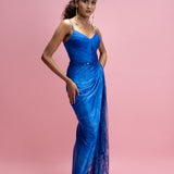 Draped Maxi Dress with Chantilly Trail