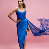 Draped Maxi Dress with Chantilly Trail