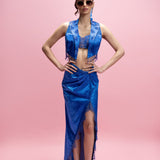 Chantilly Embroidered Bustier, Jacket & Draped Skirt Set
