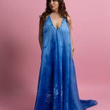 Printed Slip Maxi Dress with Embroidered Neckline
