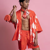 Printed Shirt & Shorts Set with Rivet Detailing