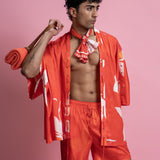 Printed Shirt & Shorts Set with Rivet Detailing