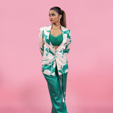 Chantilly Bustier with Placement Print Trouser Suit Set