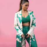 Chantilly Bustier with Placement Print Trouser Suit Set