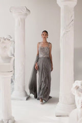 Metallic Ombre Draped Saree Gown