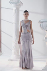 Lilac Draped Saree Set