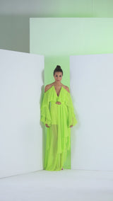 Lime green solid asymmetric dress
