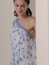 Blue printed one shoulder sharara Set