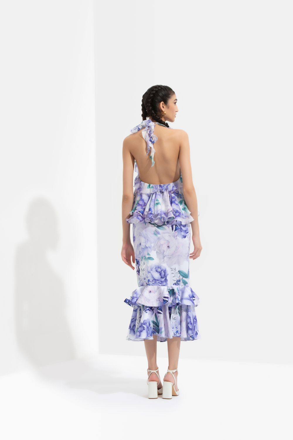 Ume Printed Halter Neck Top Paired With Skirt