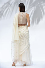 Ivory Pre Pleated Sari Set