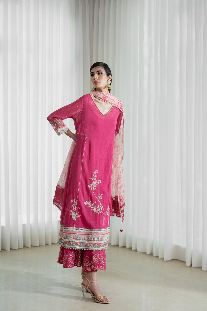 Kurta And Sharara Paired Printed Dupatta