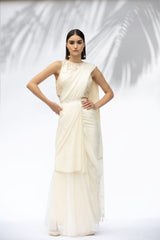 Ivory Pre Pleated Sari Set