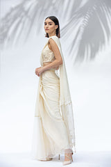 Ivory Pre Pleated Sari Set