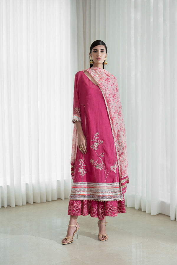 Kurta And Sharara Paired Printed Dupatta