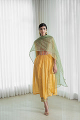 Yoke Kurta With Printed Pants And Dupatta