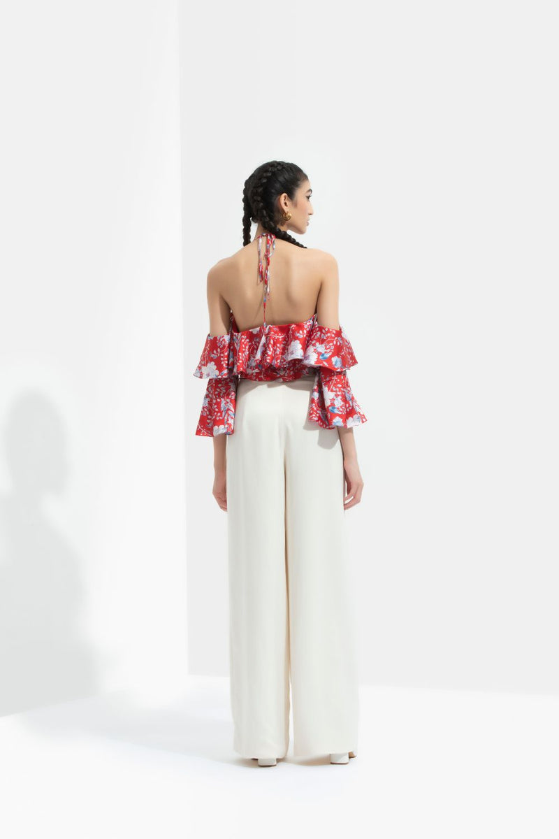 Ajisia Printed Cold Shoulder Top With Trouser