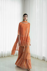 Kurta set with tiered sharara