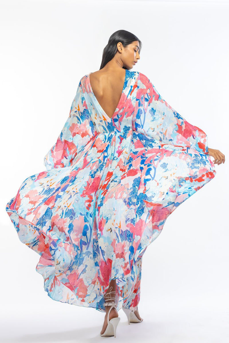 Chiffon Printed Pleated Kaftan