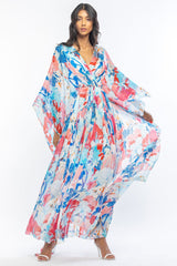 Chiffon Printed Pleated Kaftan