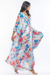 Chiffon Printed Pleated Kaftan
