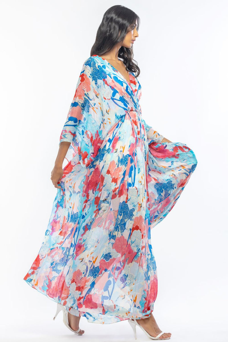 Chiffon Printed Pleated Kaftan