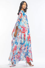 Chiffon Printed Pleated Kaftan