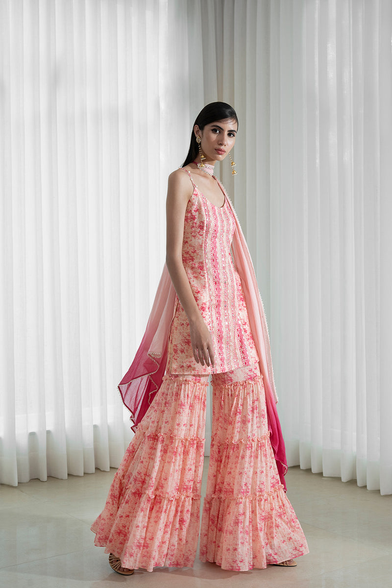 Sharara set with printed kurta