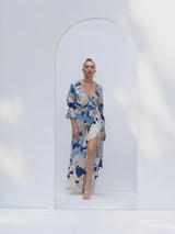 Mystic blue texture printed dress