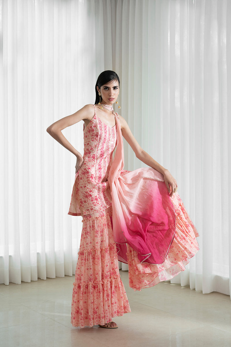 Sharara set with printed kurta