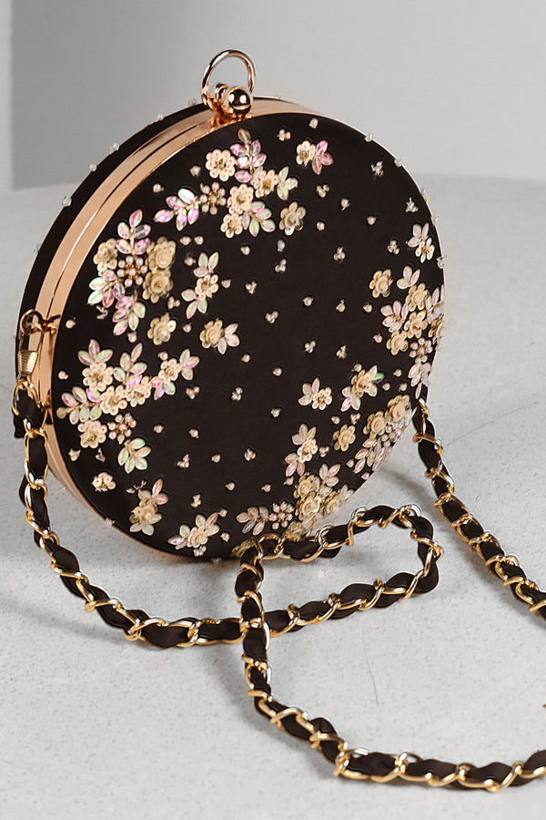 Black Hand Embroidered Clutch