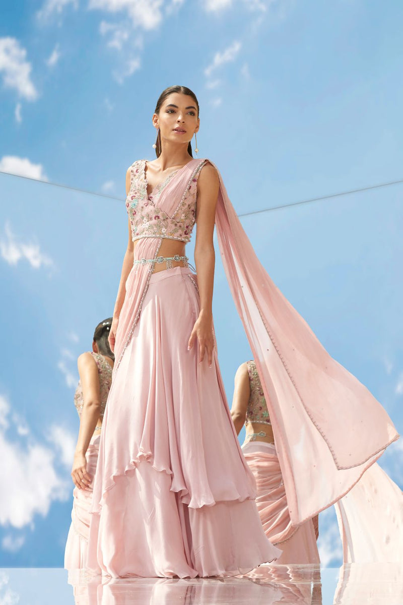 Eden pink drape saree