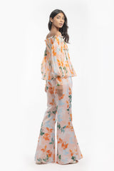 Chiffon Printed Smocking Top and Pants