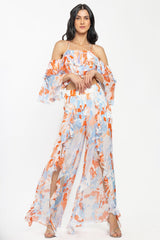 Chiffon Printed Top With Printed Pants