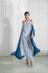 Kaftan With Colour Block And Mirror Work